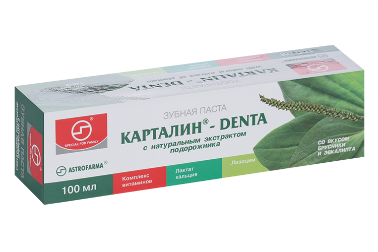 

З/паста Карталин-Denta с натуральным экстрактом подорожника, 100 мл