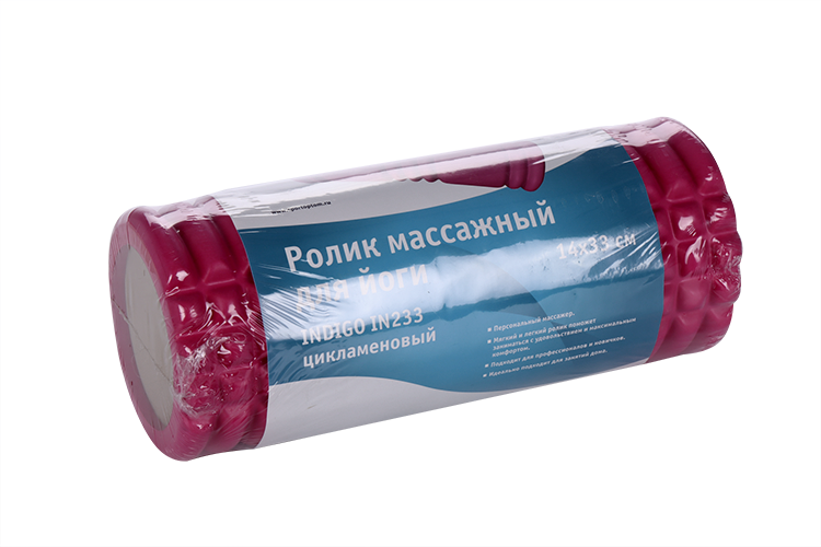 Ролик INDIGO PVC IN233 массажный д/йоги 33х14 см цикламеновый