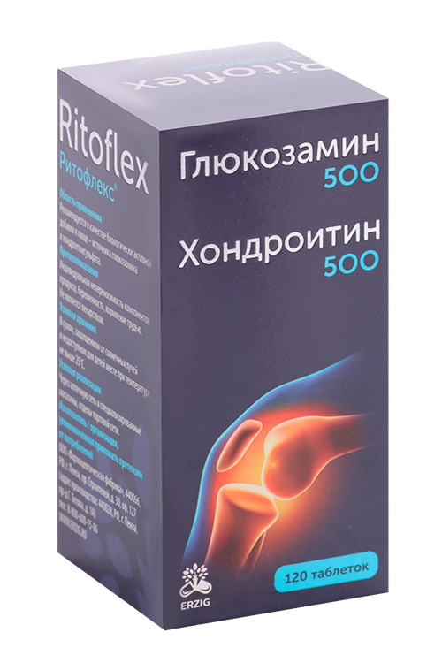 Ритофлекс Глюкозамин 500+Хондроитин 500, 120 шт, таблетки