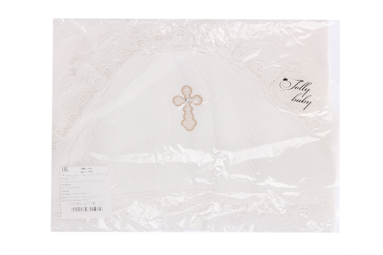 

Пеленка-уголок Jolly baby Капитоний д/крещения крыжма 75х75 см молочный/золотистый