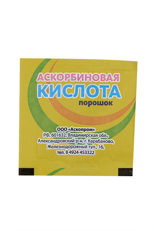 

Аскорбиновая кислота, 2,5 г, 50 шт, порошок для приготовления витаминного напитка