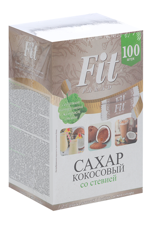 

Сахар FitParad со стевией кокосовый, 0,5 г, 100 шт, стик