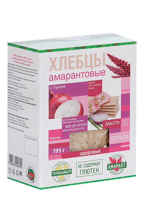 

Хлебцы амарантовые Di&Di с луком без глютена, 195 г