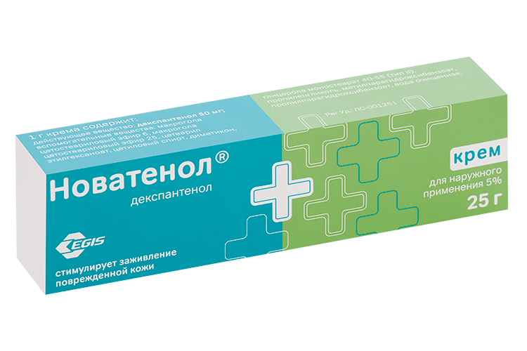 

Д-Пантенол Новатенол 5%, 25 г, крем для наружного применения кор