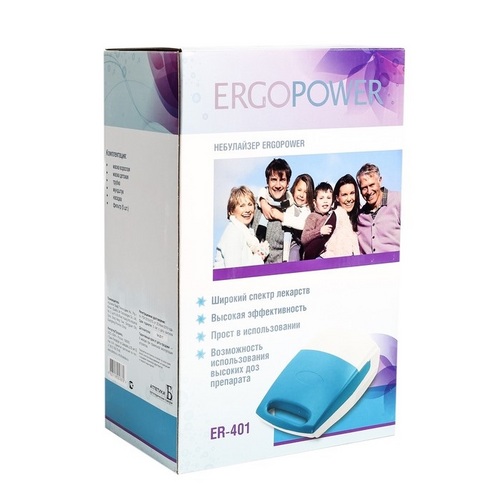 Небулайзер ERGOPOWER голубой ER-401 274х167х106, 6 шт