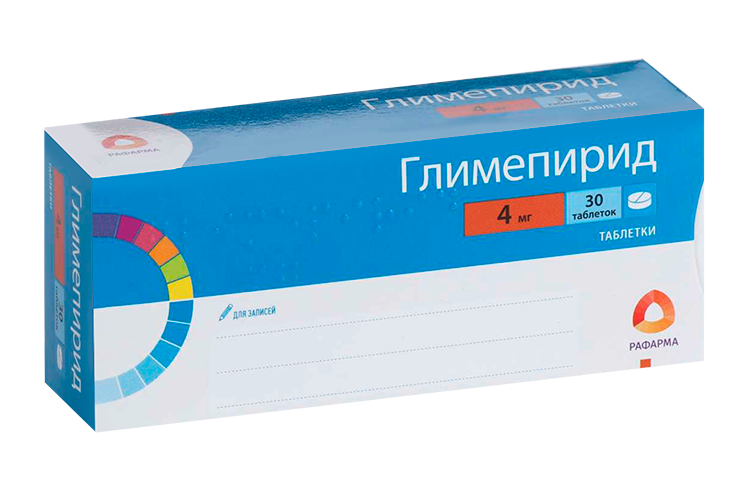 

Глимепирид 4 мг, 30 шт, таблетки
