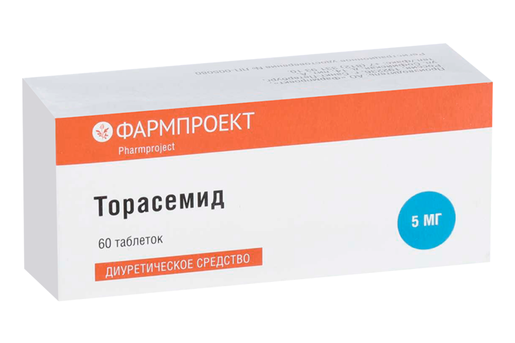

Торасемид 5 мг, 60 шт, таблетки