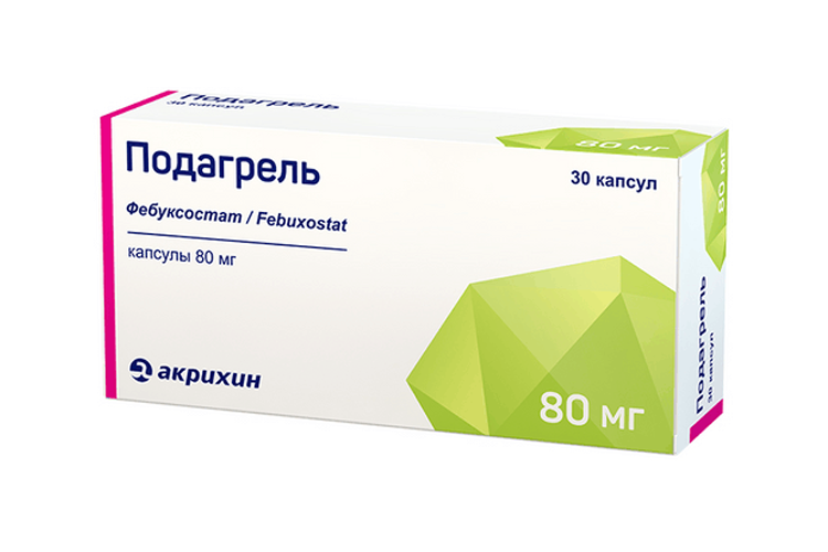 

Подагрель 80 мг, 30 шт, капсулы
