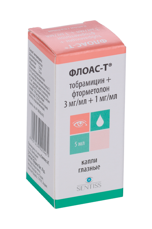 

Флоас-Т 3 мг/мл+1 мг/мл, 5 мл, капли глазные