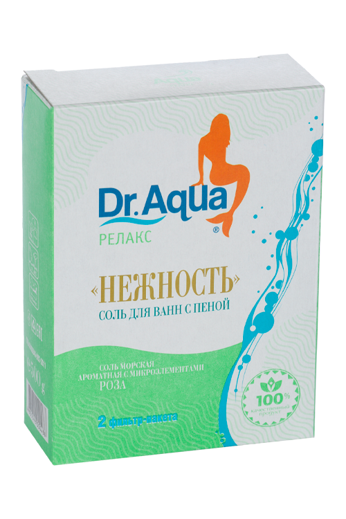 Соль д/ванн Dr Aqua Релакс морская с пеной Нежность роза, 250 г, 2 шт, фильтр-пакет