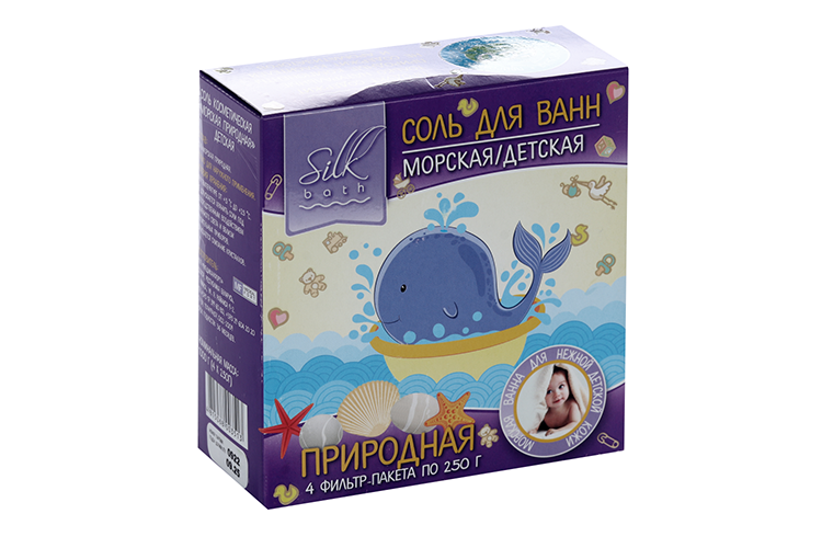 Соль д/ванн Silk Bath Морская природная детская, 250 г, 4 шт, фильтр-пакет