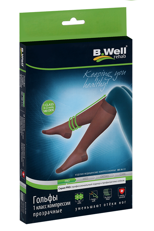

Гольфы B Well PRO JW-111 1 кл компр 18-22 мм рт ст р 5, прозрач