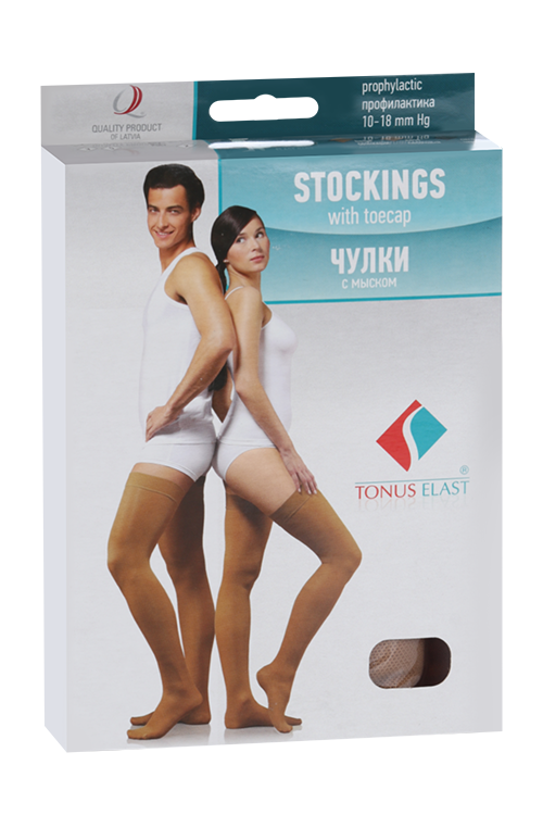 Чулки Тонус эласт компрес профилакт рост 1 р 2, беж