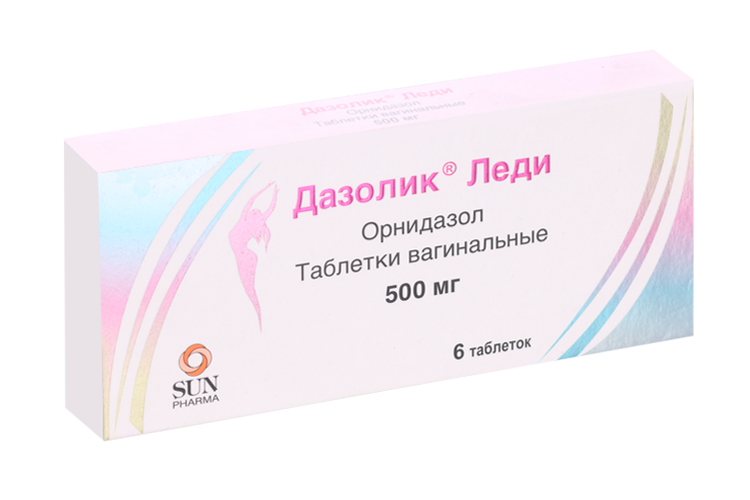 Дазолик Леди 500 мг, 6 шт, таблетки вагинальные