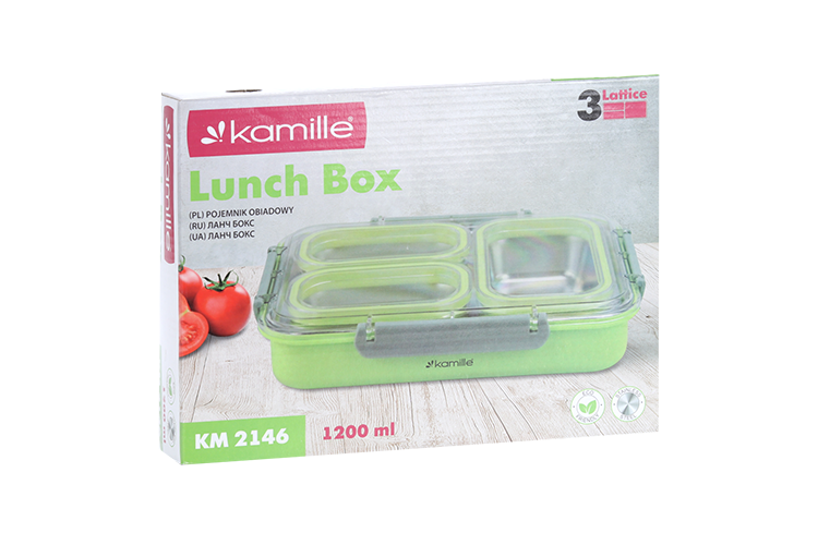 

Ланч бокс Kamille нерж сталь/пластик зеленый, 1,2 л