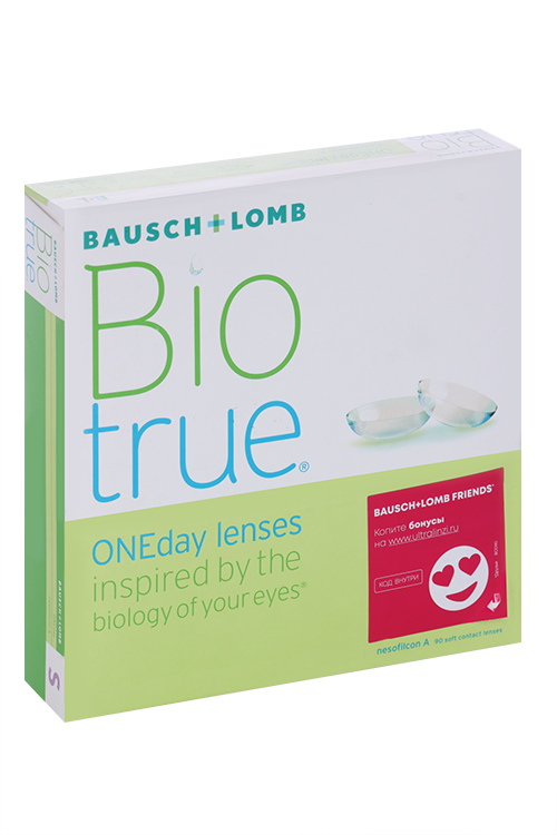 

Линзы Bausch+Lomb BioTrue ONEday контактные R 8.6 (диоптрия -0,75), 90 шт