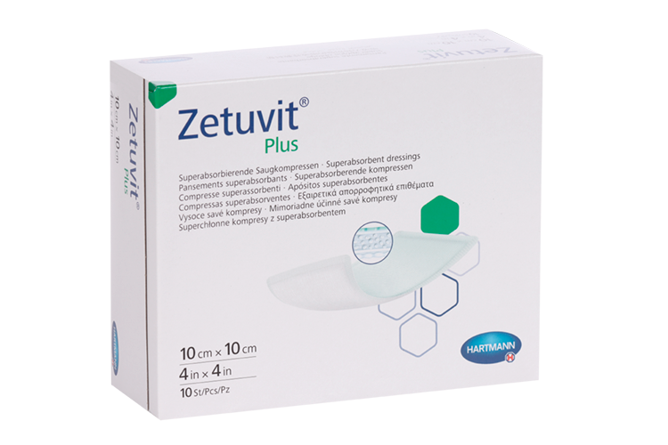 Повязка Zetuvit Plus суперабс стерильная 10х10 см, 10 шт