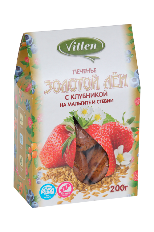 

Печенье Vitlen Золотой лен с клубникой, 200 г