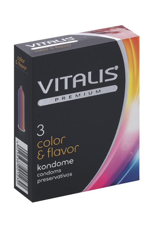 Презервативы Vitalis Premium color and flavor ширина 53 мм, 3 шт
