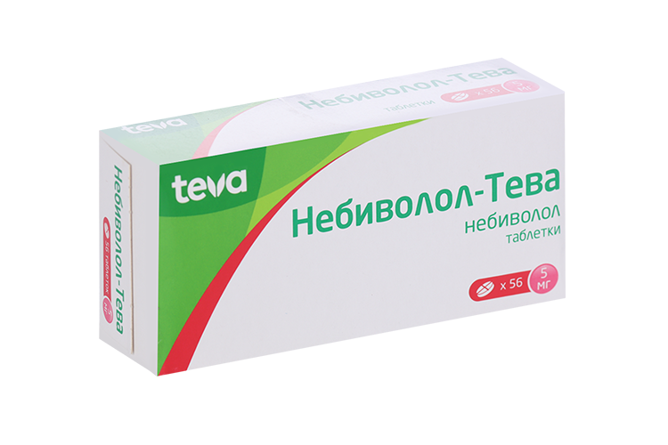 

Небиволол-Тева 5 мг, 56 шт, таблетки
