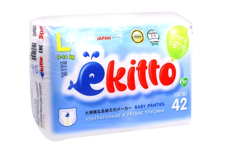 

Трусики-подгузники Ekitto Premium Comfort Ultra Light L (9-14кг), 42 шт