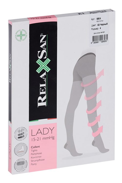 

Колготки RELAXSAN Lady 1 класс компресс 70 ден 980А черный р 4