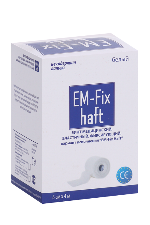 

Бинт EM-Fix Haft медицин эластич фиксир белый 8 см х 4 м