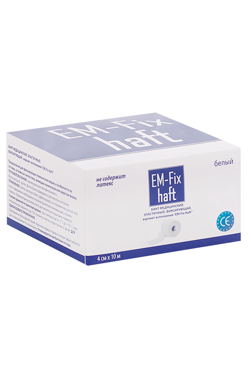 

Бинт EM-Fix Haft медицин эластич фиксир белый 4 см х 10 м