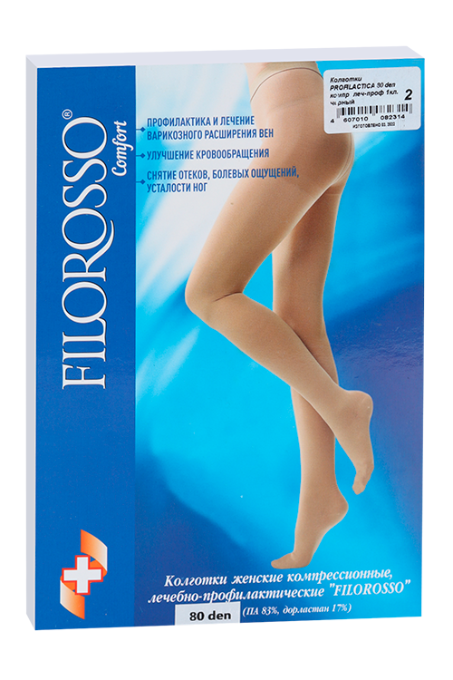 

Колготки FILOROSSO Profilactica компресс лечеб-профилакт 80 den 1 класс черный р 2