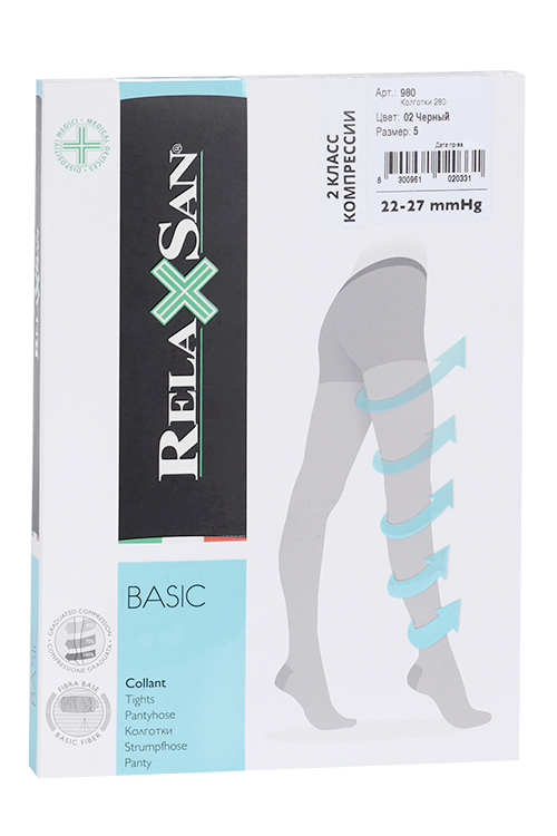 

Колготки RELAXSAN Basic 2 класс компрессии 280 ден 980 черный р 5