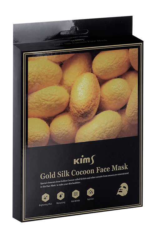 

Маска Kims Gold Silk Cocoon Face Mask антивозраст с протеинами кокона шелкопряда д/лица, 30 г, 5 шт