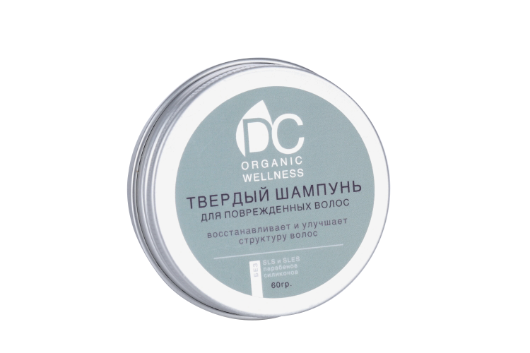 Твердый шампунь DolphinCoco д/поврежденных волос DC Organic Wellness, 60 г