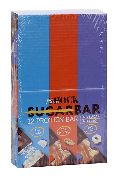 

Батончик FitnesShock NO SUGAR BAR протеиновый Арахис-соленая карамель, 50 г, 12 шт