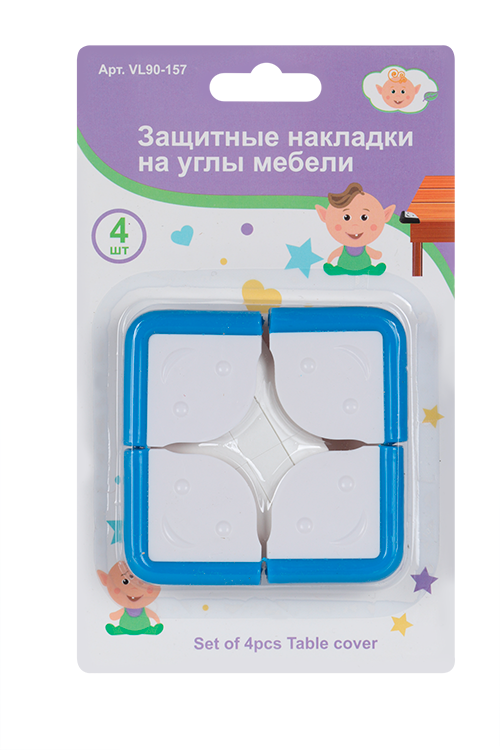 

Набор накладок Мультидом на углы мебели защитные белые/синие 4 шт