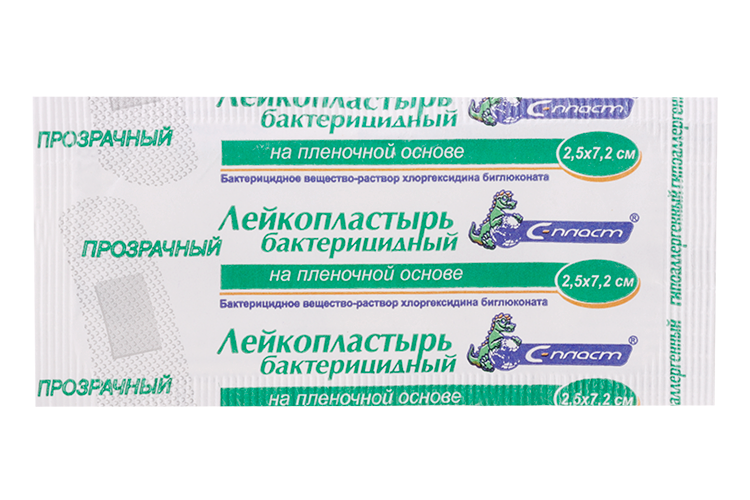 Лейкопластырь С-Пласт бактериц на пленоч основе с р-ом хлоргексидина биг-та прозр 25х72 см 3₽