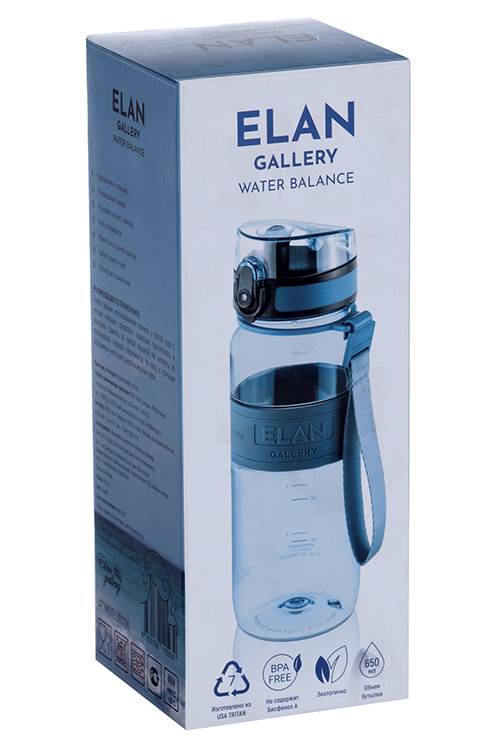 Бутылка д/воды Elan Gallery 7,6х7,6х22,5 см Water Balance синяя 650 мл