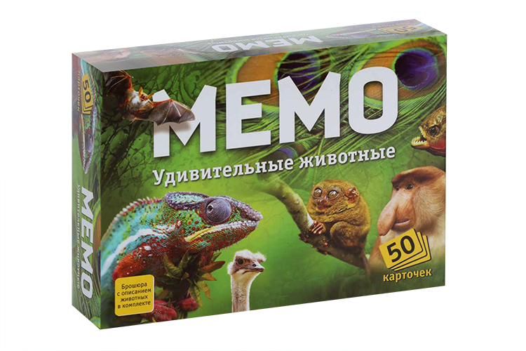 

Настольная игра Нескучные игры мемо удивительные животные 50 карточек