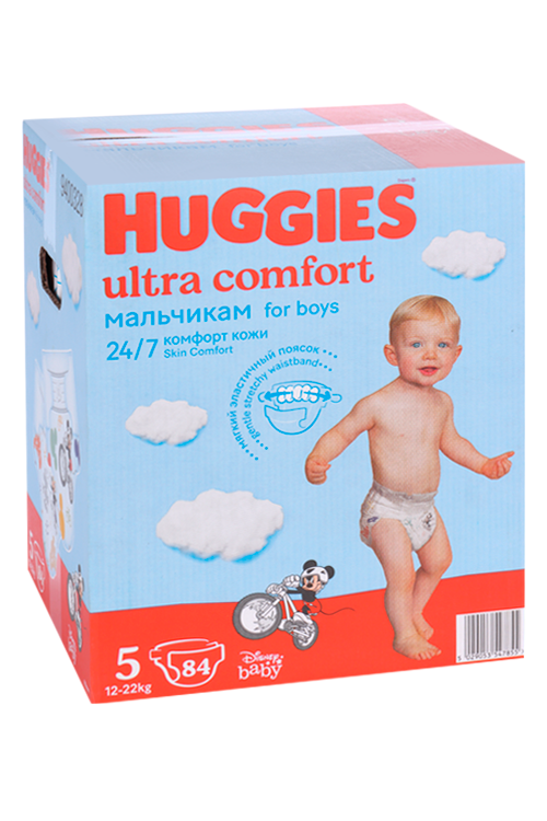 Подгузники HUGGIES Ultra Comfort для мальчиков BOY 5 12-22 кг 84 шт 2958₽