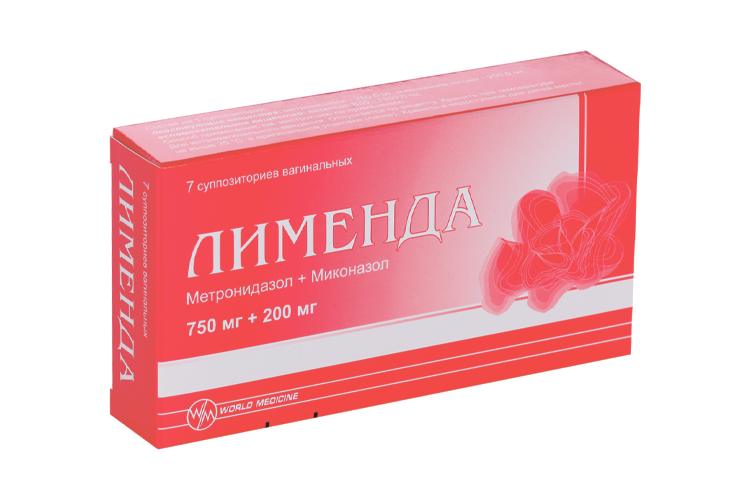 Лименда 750 мг+200 мг, 7 шт, суппозитории вагинальные