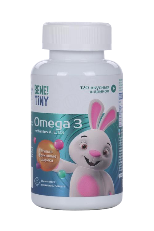 

Омега 3 BENE TINY со вкусом тутти-фрутти детская, 120 шт, капсулы жевательные