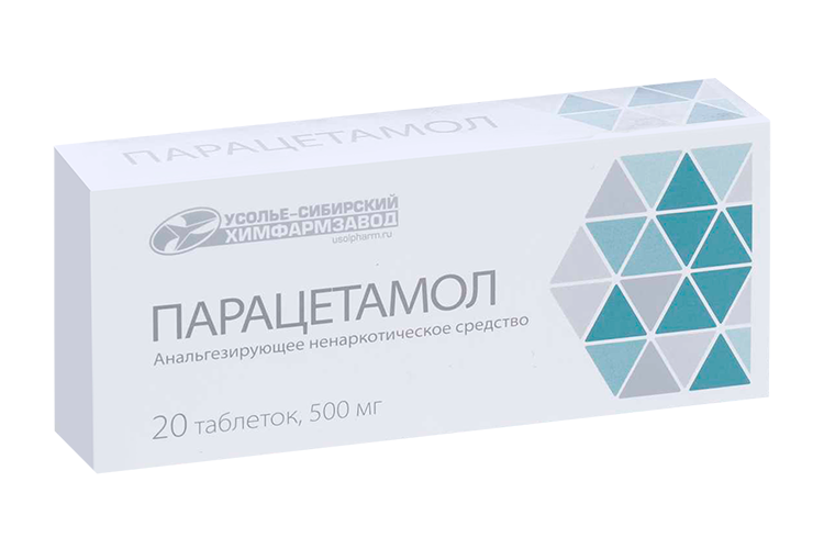 

Парацетамол 500 мг, 20 шт, таблетки Усолье-сибирский химфармзавод