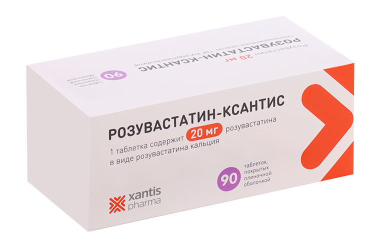 

Розувастатин-Ксантис 20 мг, 90 шт, таблетки покрытые пленочной оболочкой