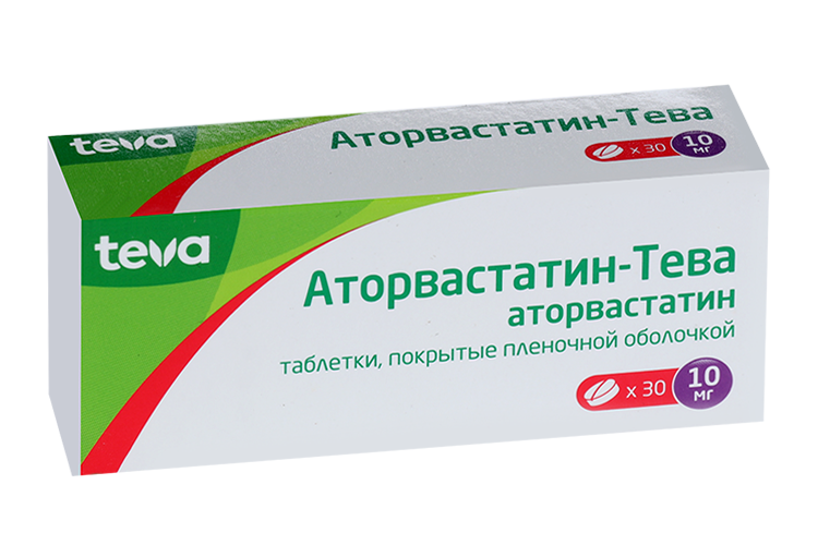 

Аторвастатин-Тева 10 мг, 30 шт, таблетки покрытые пленочной оболочкой