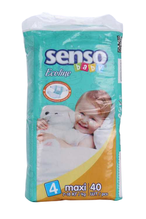 Подгузники Senso baby Ecoline Maxi крем-бальз (7-18кг), 40 шт