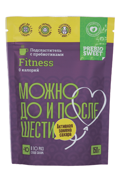 Подсластитель с пребиотиками Prebiosweet Fitness 0 калорий, 150 г, 3 шт, дой-пак