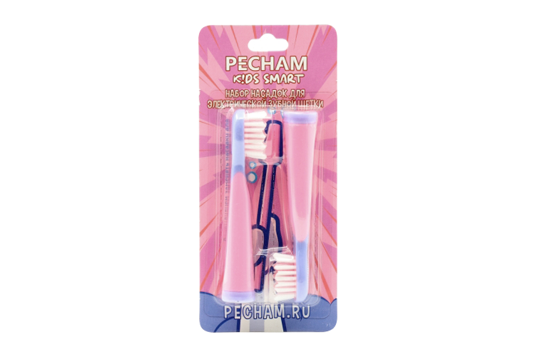 

Набор насадок для детской з/щетки PECHAM Kids Smart 3+ розовый, 2 шт