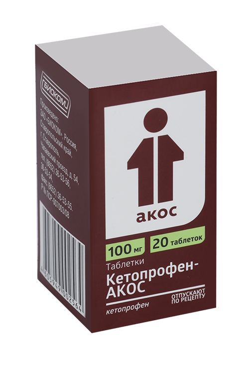 

Кетопрофен-АКОС 100 мг, 20 шт, таблетки