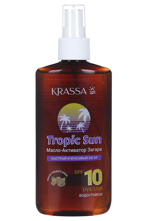 Масло-активатор загара Krassa Tropic San SPF 10, 150 мл масло активатор загара krassa tropic san spf 20 водостойкое 150 мл