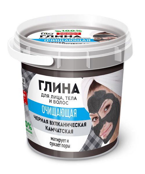 Черная глина Fitoкосметик д/тела и волос вулкан/камчатская Народные рецепты очищ банка 155 мл