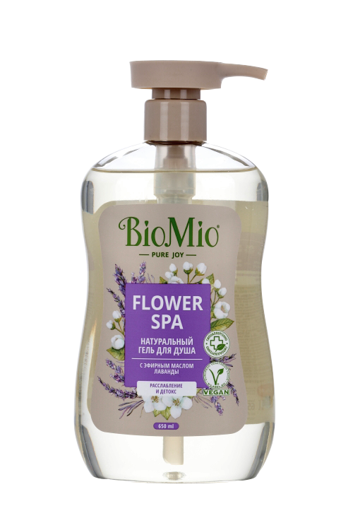 Гель д/душа BioMio Flower Spa натуральный c эфирными маслами лаванды, 650 мл